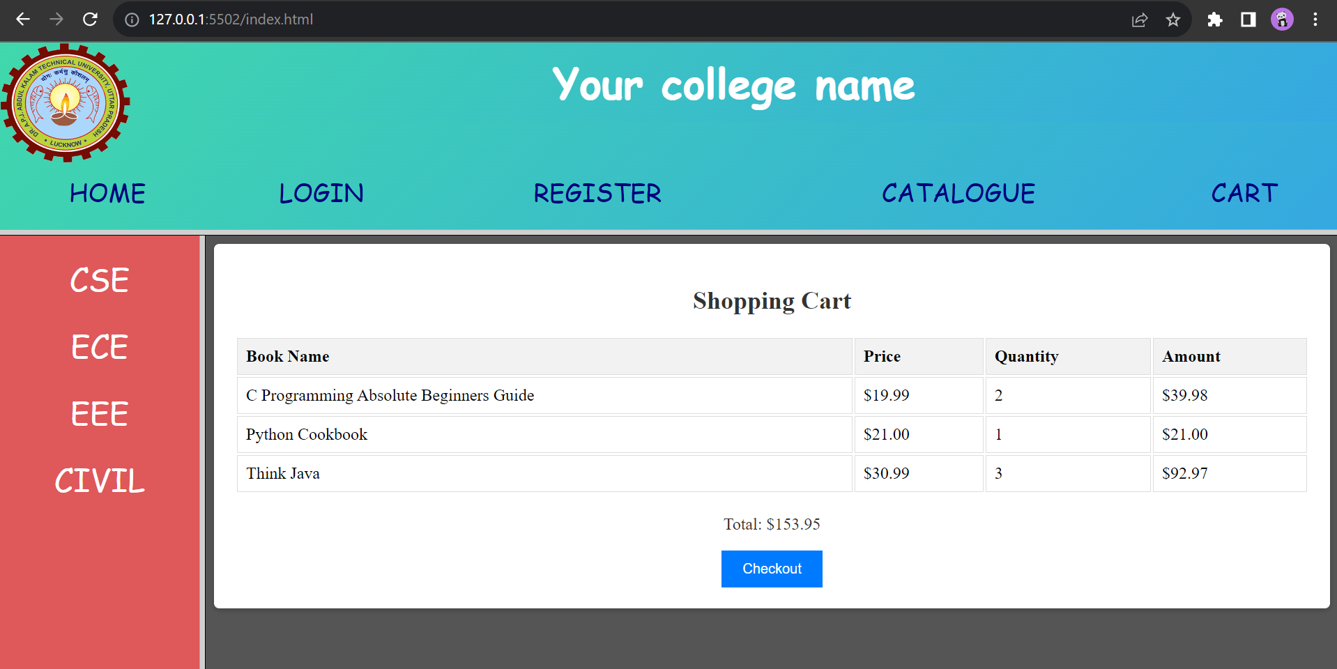 Experiment 4 Shopping Cart