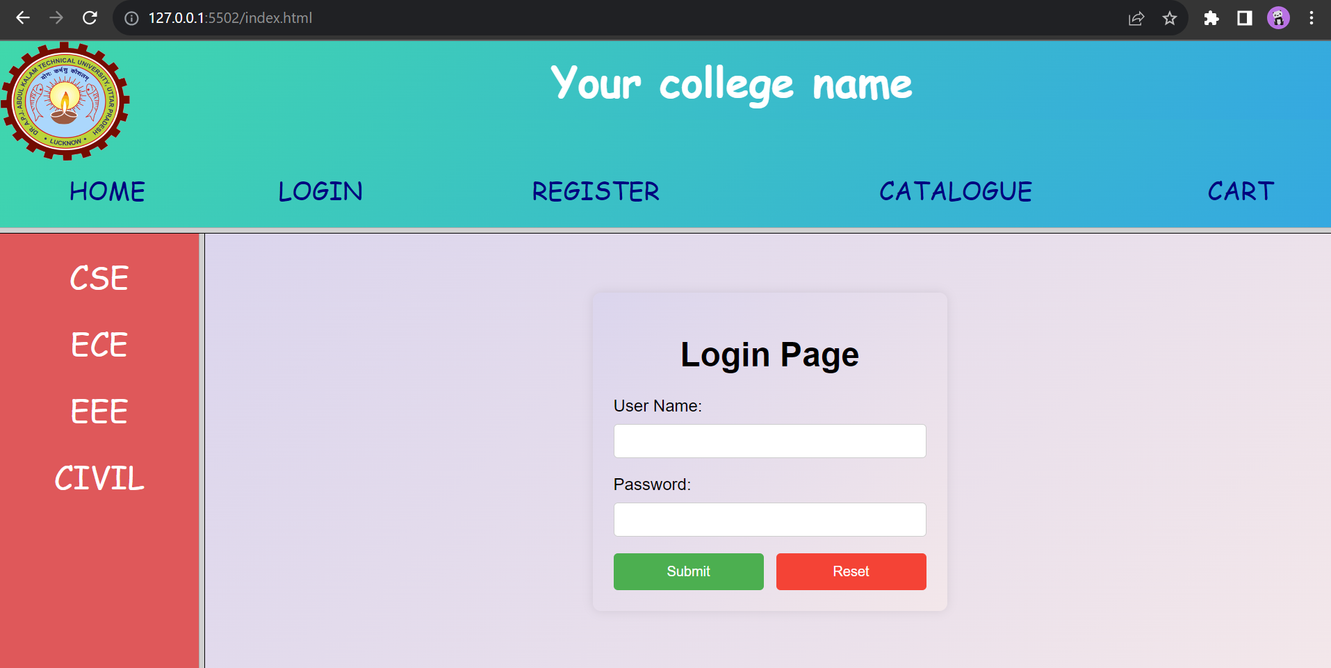 Login Authentication Page
