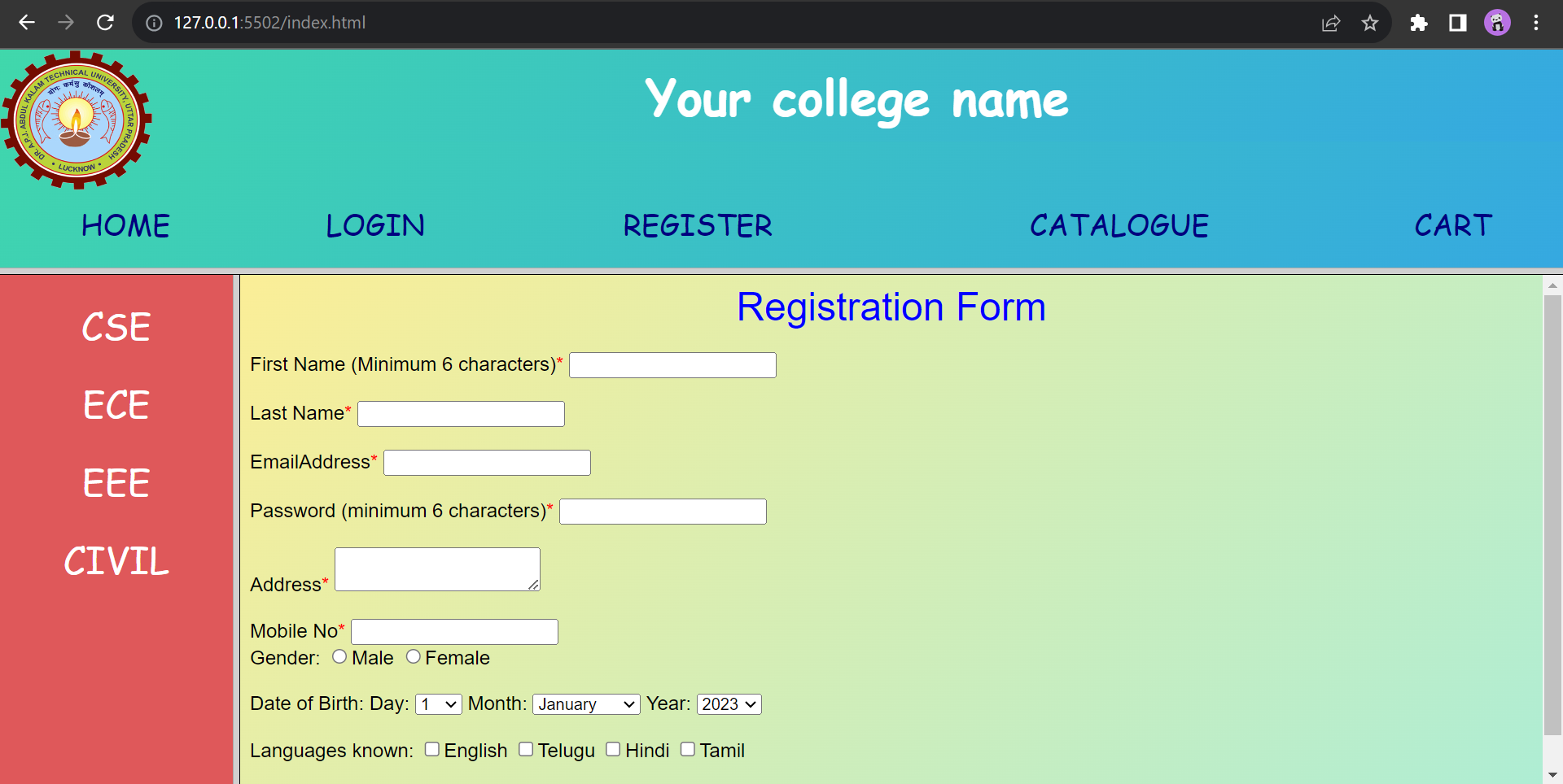 Experiment 5 to 9 Registration with Validation
